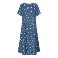 thumbnail image 5 of Cathalem Robe d'Été pour Femmes Manches Courtes Col Rond Ligne Droite Mini Robes pour Travail Mariage Fête, Bleu m, 5 of 5
