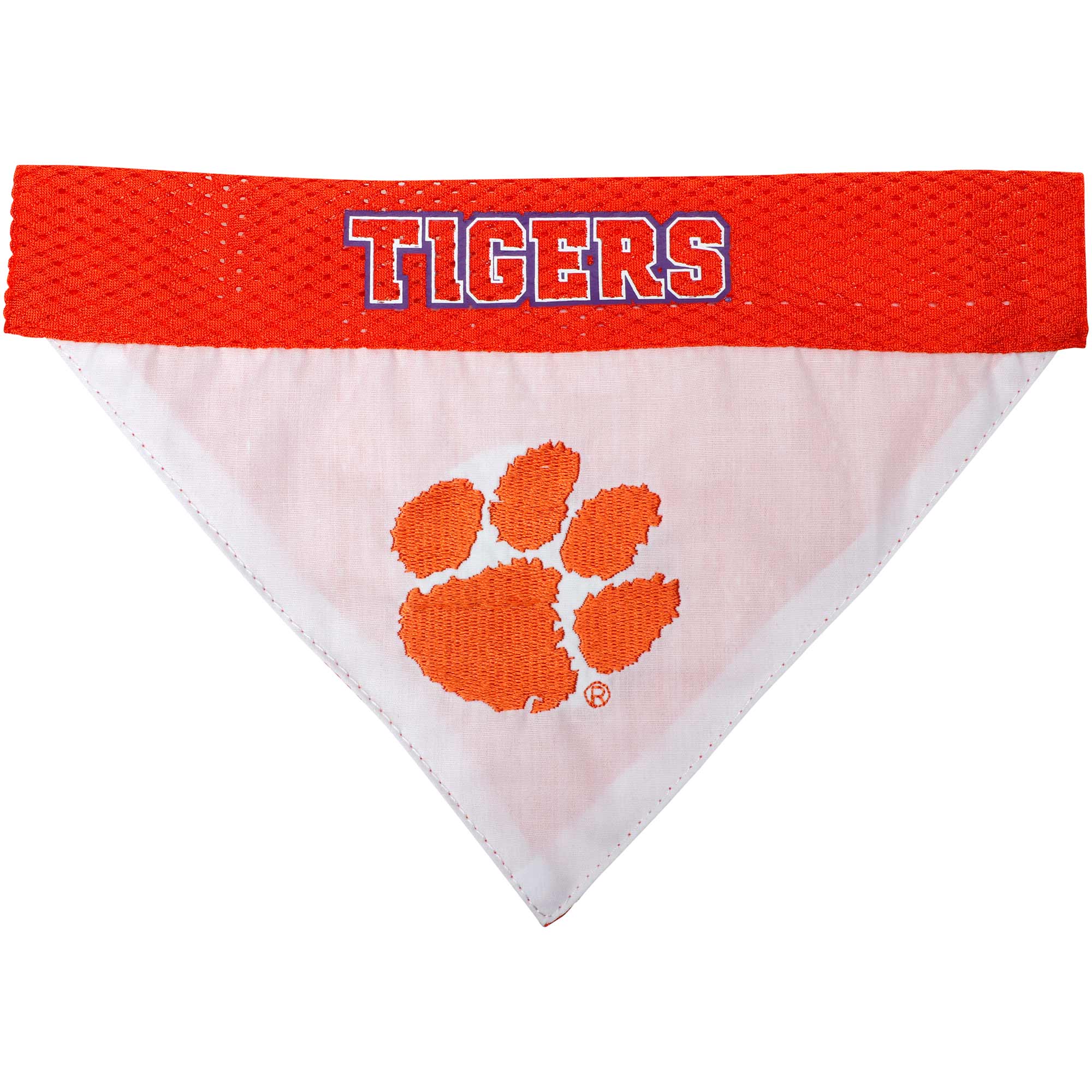 Pets First Collegiate Clemson Reversible Bandana -Home & Away Mesh & Premium Embroidery For Dogs & Cats