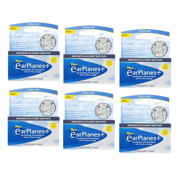 EarPlanes Ear Plugs 1 Pair (Pack of 6)