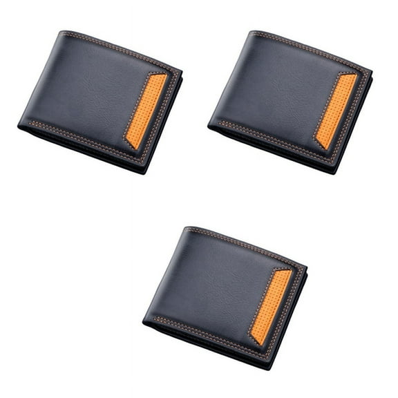 3X Wallet for Men Wallet Men's Wallet Short Wallet Leather Wallet Men Men's Leather Wallet Purse Men(Black)