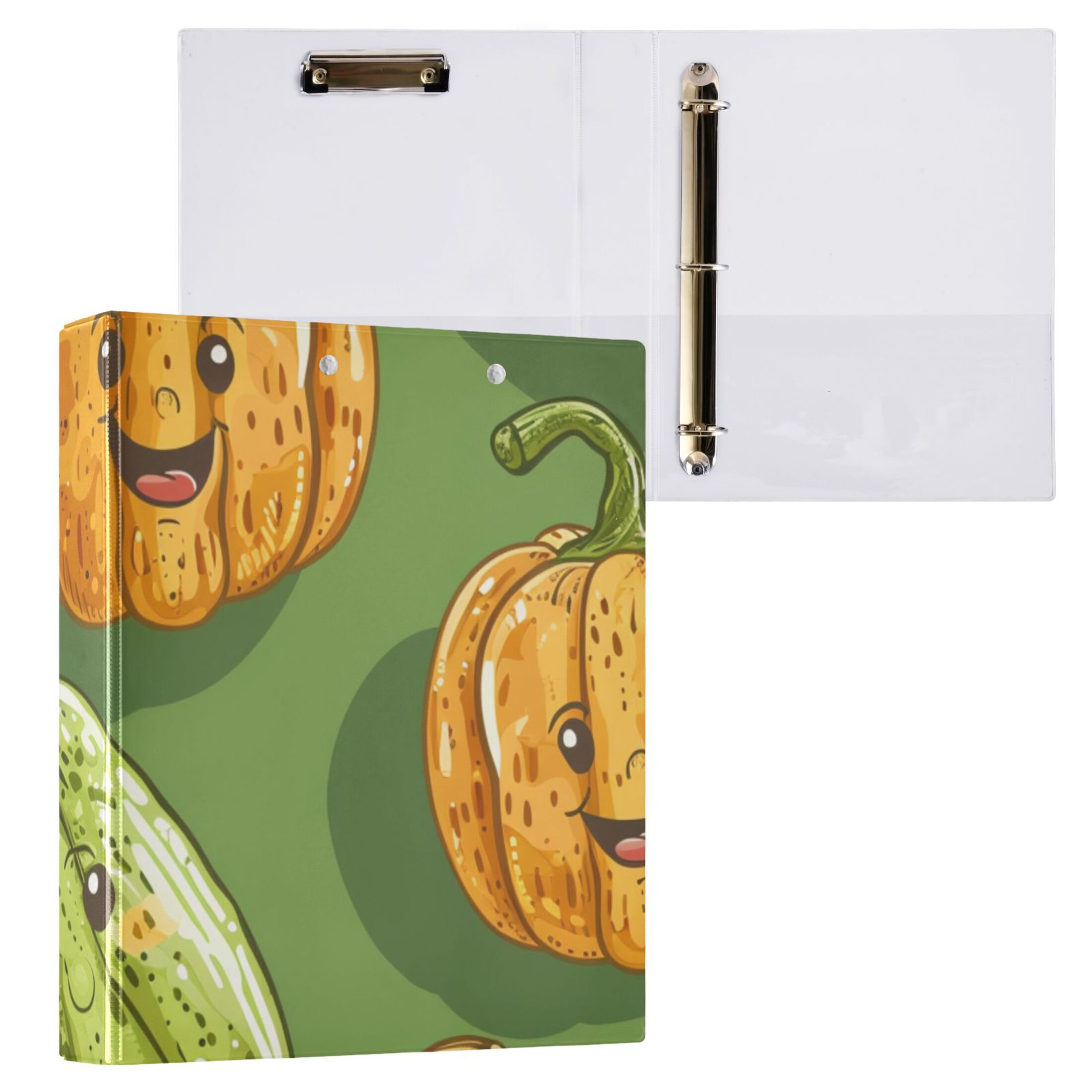 Pumpkins 3 Ring Binders 1.5 inch Hardcover File Folders with Interior Pockets A4 Size Organizer for School Office Hospital
