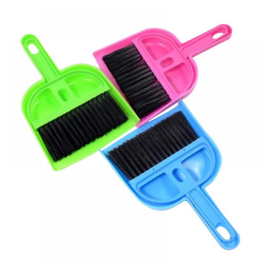 Healeved 1 Set pet Broom Dustpan Whisk Broom Metal Poop Tray Desk Cleaner  Tool pet cage Cleaning Tool Tabletop Small Dustpan Wide Convenient Mini