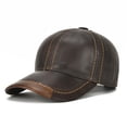 thumbnail image 1 of Leather Hat - Leather Baseball Cap Baseball Cap Men's Baseball Cap Hats With Visor For Use In Autumn And Winter, 1 of 8