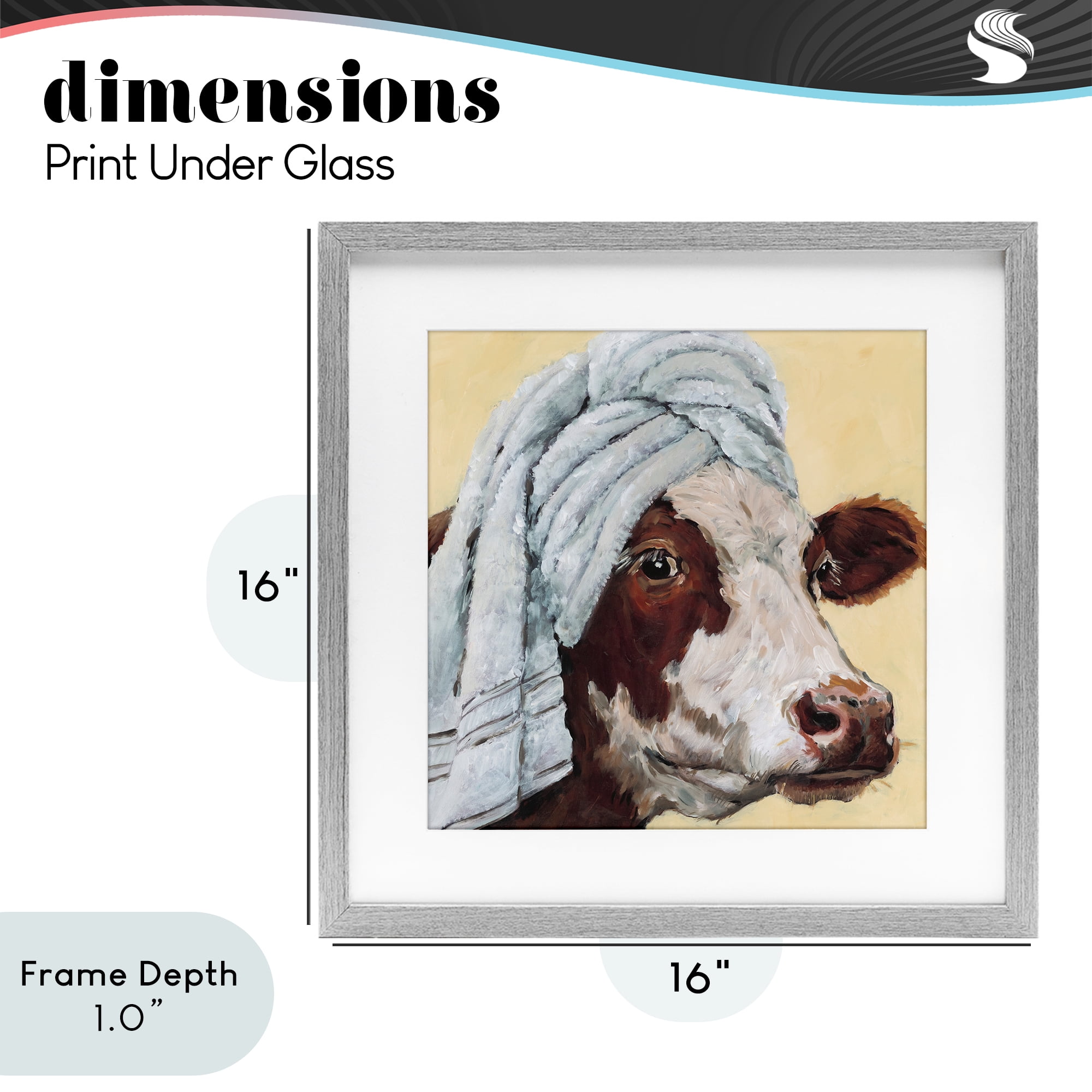 Stupell Industries Cow Spa with Towel Gray Framed Print Under Glass, design by Studio Bautista
