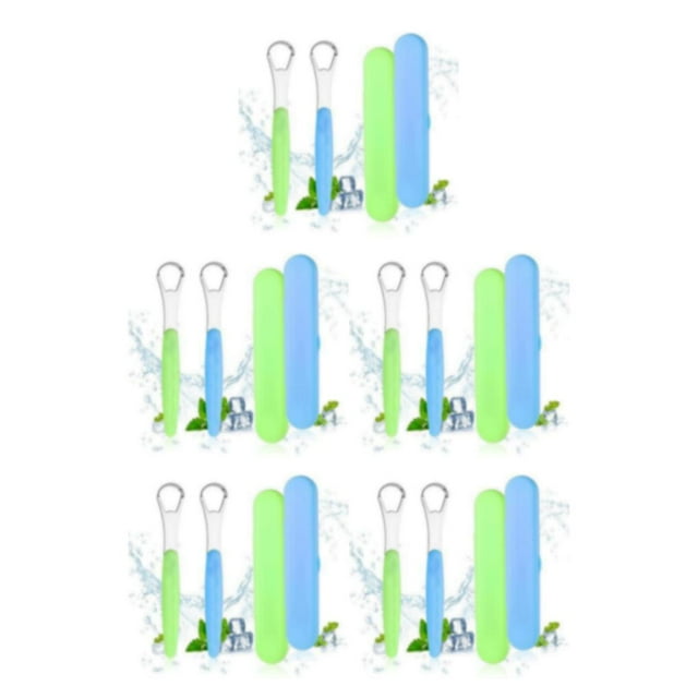 ziyahi Convenient Travel Tongue Cleaner Small Occupation And Light Weight Cleaner Tongue Scraper Portable 2pcs 5Set