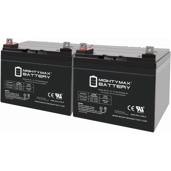 Mighty Max Battery 12V 35AH SLA Replacement Battery for Pride Victory Scooter - 2 Pack