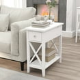 thumbnail image 2 of Choo Choo End Table with Flip Top, Rectangle Narrow Side Table Living Room Bedroom White, 2 of 5