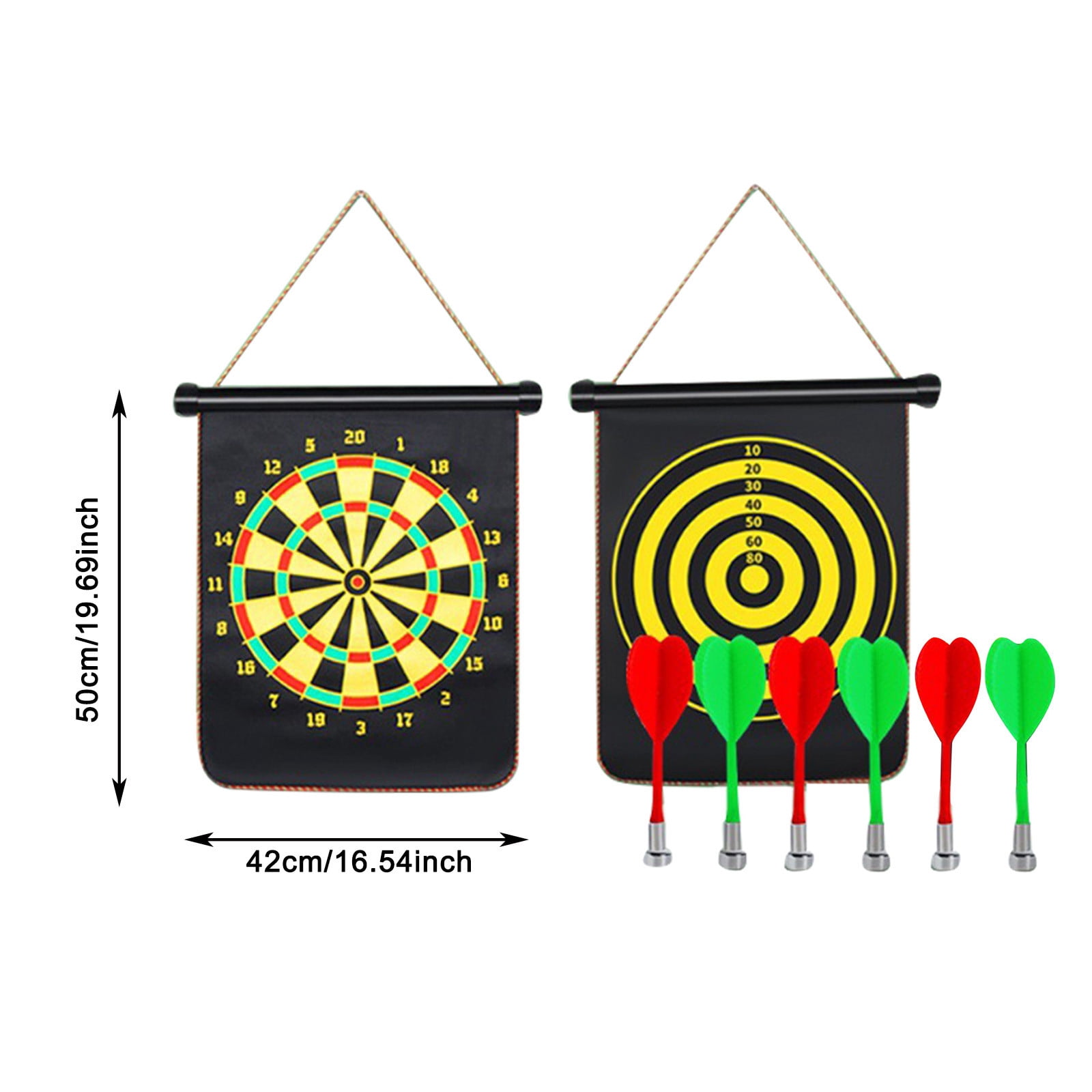Dart Board, Double Sided Foldable Target Game with 4/6 Strong Darts, Indoor Outdoor Camping Party Activity, Easter Basket Stuffers Birthday Gift