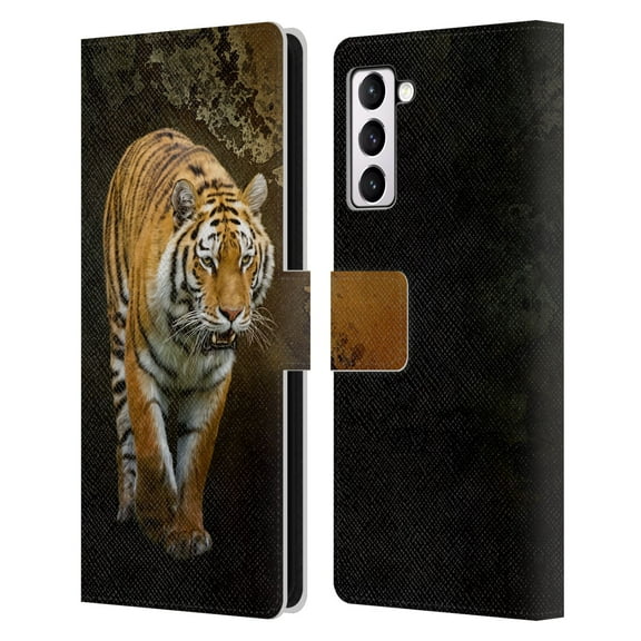 Head Case Designs Officially Licensed Simone Gatterwe Animals Siberian Tiger Leather Book Wallet Case Cover Compatible with Samsung Galaxy S21 5G