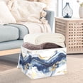 thumbnail image 5 of Large Lidded Foldable Storage Baskets Cubes Boxes Lids Bin for Home Bedroom Office Blue Marble with Gold, 5 of 7