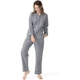 thumbnail image 1 of Conjunto de pijama para mujer Dnzceghtig, pijama de franela de algodón tejido a cuadros, ropa de dormir de manga larga, ropa de estar por casa, tallas S a XL, 1 of 6