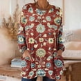 thumbnail image 3 of Craaazy Chemises Thermiques pour Femmes Col Rond Imprimés Rétro Manches Longues Vêtements Amples avec Poches Cadeaux, 3 of 7