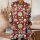 thumbnail image 1 of TaTaai 2026 Fall Womens Printed Long Sleeve Tee Round Neck Loose Blouse With Pockets Casual Fashion Top Soft Stretchy Polyester Daily Basic Shirt Gift, 1 of 7