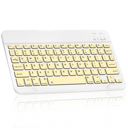 Ultra-Slim Bluetooth rechargeable Keyboard for Lenovo Yoga Tab 3 10 and all Bluetooth Enabled iPads, iPhones, Android Tablets, Smartphones, Windows pc -Banana Yellow