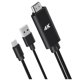thumbnail image 2 of Cable adaptador 2 en 1 USB C 3.1 Tipo-C a 4K 30Hz compatible con alimentación USB para teléfono conectado a proyector y TV, 2 of 8