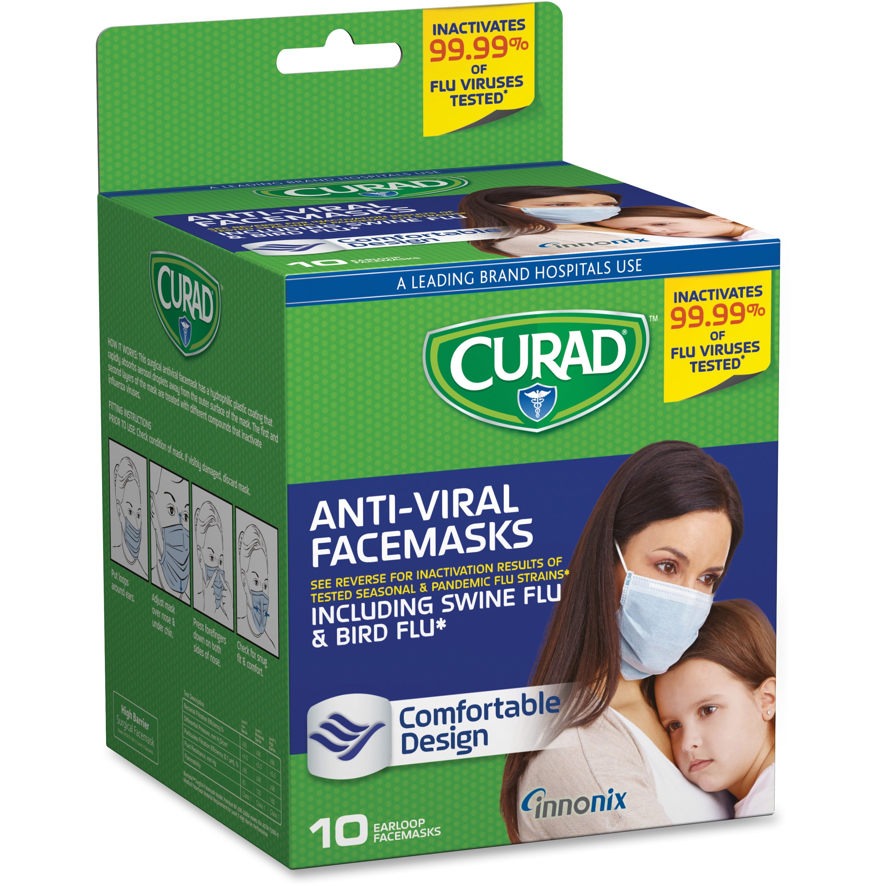 Curad Universal Surgical Facemasks, 10 Ct