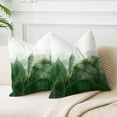 thumbnail image 2 of Ombre Forest Green Pillow Covers Dark Green Marble Decor Emerald Green Golden Throw Pillows Leaves Outdoor Farmhouse Decorative Cushion for Couch Bed Sofa,Velvet,18 x 18inch, 2 of 5