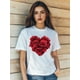 thumbnail image 1 of Women's Valentine's Day Rose Love Retro Print T-Shirt Fashion Short Sleeve Round-Neck Slm Fit Tops SCamisetas de verano para mujer, manga corta, cuello redondo, casual, lindo, con gráficos, camisetas, 1 of 6