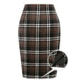thumbnail image 4 of Pencil Plaid Skirts For Women Fall Winter High Waist Bodycon Knee Length Wool Midi Skirt With Slit Club Basic Leisure Dailywear, 4 of 6