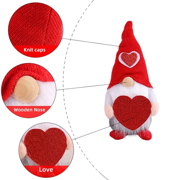 Taicans Valentine's Day Gnome Plush Toy - Red Hat & White Beard,Glitter Heart & Love Sign Design,Soft Romantic Decor,Perfect Valentine's Gift for Her/Him,Cute Home Decoration,Huggable Plush Doll