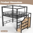 thumbnail image 4 of HICOMILA Queen Loft Bed with Storage Stairs and Wardrobe, Metal Loft Bed with Canopy Frame, Ample Underbed Spaces Design, Black, 4 of 7