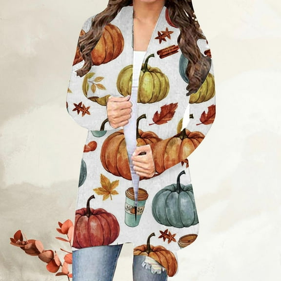 Lilgiuy Plus Size Cardigan for Women Fashionable Long Sleeve Round Neck Floral Printed Cardigan Jacket Halloween Tops for Running Camping