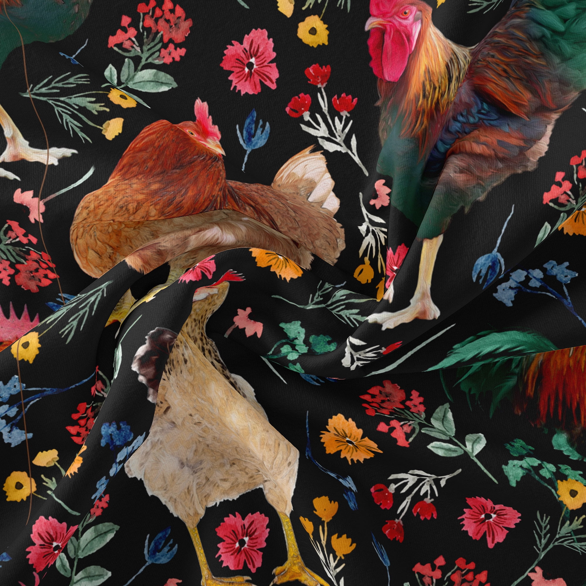 (3 pack) Half-Yard 100% Cotton Farm Rooster, Multi-color, 44" Wide for Quilting & Sewing by David Textiles