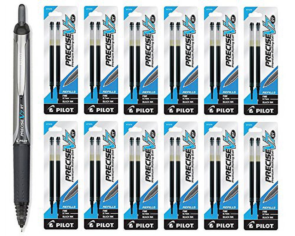 Pilot Precise V7 RT Rolling Ball, Fine Point, Black Ink 1 Pen & 12 refill packs