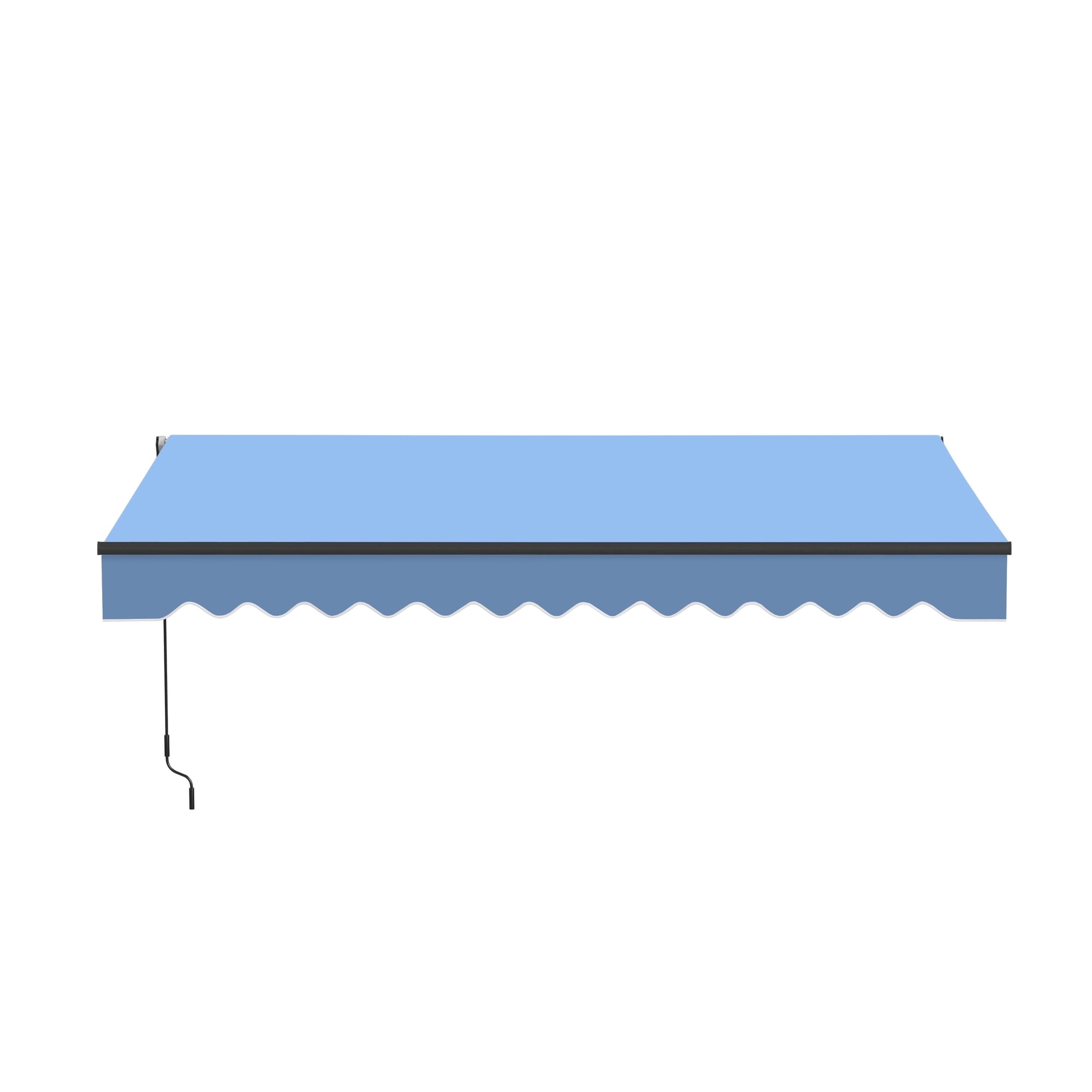 ALEKO Manual Retractable Home Patio 10 x 8 ft Awning Sky Blue Canopy Black Frame