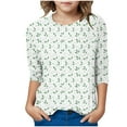 thumbnail image 6 of Ugoldhm Girls T Shirts Round Neck 3/4 Sleeves Casual Kids Tees Summer Fall Shirts Sizes 3-12, 6 of 6