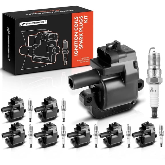 A-Premium Ignition Coils and Spark Plugs Kits Compatible with Chevrolet Camaro 1998-2002, Corvette 1997-2004 & Cadillac CTS 2004-2005 & Pontiac Firebird 1998-2002, GTO 2004, 5.7L 8-PC Set