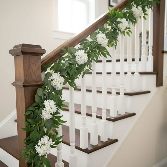 Artificial Vines Garland with Eucalyptus Greenery and Hydrangea Flowers for Christmas Wedding Wall Hanging Home Decor Party Backdrop