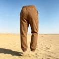 thumbnail image 5 of Dresfit Linen Pants for Men Elastic Waist Drawsring Sweatpants Baggy Big and Tall Yoga Joggers Lightweight Cuffed Straight Leg Beach Jogger Pants with Pockets M, 5 of 6