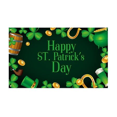 MKSJFdge The New St. Patrick Background Outdoor Decorative Flag for 2024 Indoor Banner Happy Birthday Banners and Signs Colorful Banner Cake Topper Flag 3x5 Embroide Putting Flag