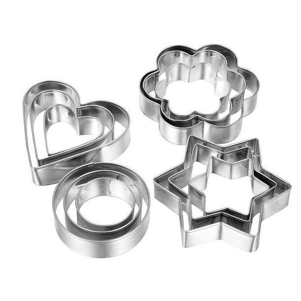 Billuyoard 12 Uds juego de moldes para cortar pasteles corazón flor estrella molde para pasteles decoración de acero inoxidable Fondant Herramientas y accesorios para hornear