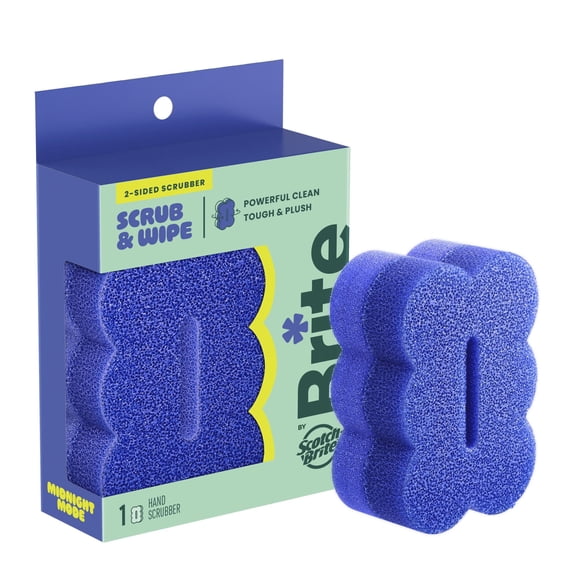 Brite by Scotch-Brite 2-Sided Scrub & Wipe, Scrubbing Kitchen and Dish Sponge, Midnight Mode, 1 Scrub Sponge