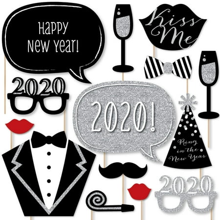 New Years Eve Party - Silver - 2019 New Year Party Decorations Photo Booth Props Kit - 20