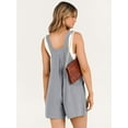 thumbnail image 3 of Women's Summer Casual Rompers Bib Short Overalls Loose Linen Jumpsuit Beach Outfits Travel Vacation Clothes, 3 of 9