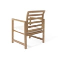 thumbnail image 4 of Outdoor Club Chair Set of 2, Slat Back, Brown Acacia Wood, White Fabric, 4 of 5