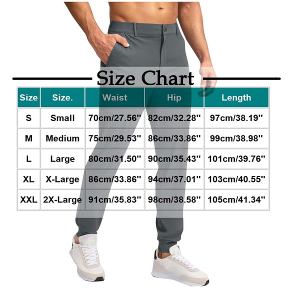 Hxshgdsn Men's Pants Men Solid Color Casual Button Waist Zipper Pockets Outdoors Golf Corset Pants Dark Gray 2XL