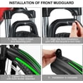 thumbnail image 3 of Guardabarros de bicicleta, guardabarros delantero de guardabarros trasero engrosado ajustable universal para bicicleta de montaña MTB Road para sillín de una sola velocidad (negro verde) JAMW Sencillez, 3 of 5