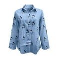 thumbnail image 3 of Yuncity Linen Shirts For Women Lapel Button Down Shirt Star Print Long Sleeve Loose Casual Tops S-2Xl, 3 of 5