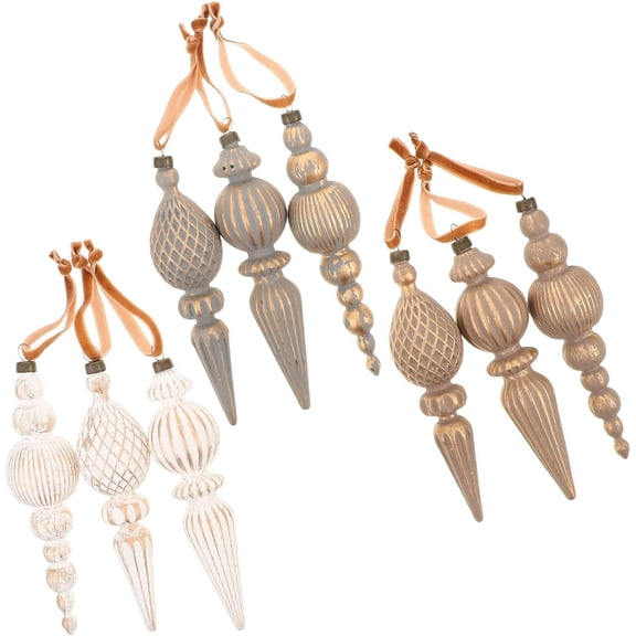 9PCS Vintage Inspired Christmas Finial Ornaments, Shatterproof Matte, Easy DIY, Mantel Tree Use