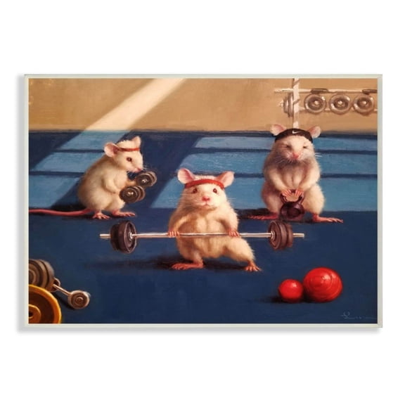 Stupell Industries Mice Lifting Weights Animal Gym Rat Humor Design by Lucia Heffernan