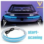Voltage Automotive New Universal 1.5M Start-scan LED Car Hood Light Flexible Daytime Running Lights Strip Deacorative Lamp Accessories,White