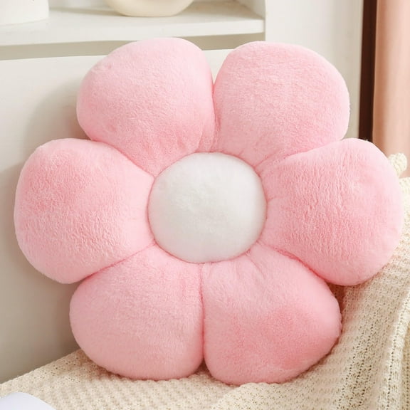 15.74 Inch Decorative Daisy Pillow Floral Throw Cushion for Bed Sofa Chair Floor Seating Aesthetic Home Decor Plush Pillow,Pink
