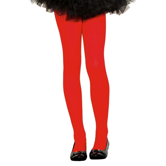Music Legs 280-RED-S Girls Opaque Tights - Small