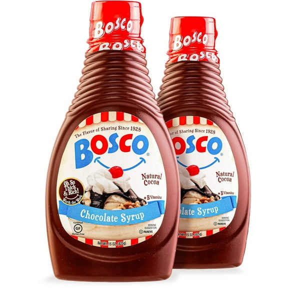 Bosco Chocolate Syrup 15oz (2 Pack) | Fat Free, Gluten Free, Made with Natural Cocoa