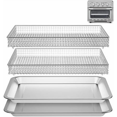 Stainless Steel Baking Tray Pan and Air Fryer Basket Compatible with Cuisinart Air Fryer TOA-060 and TOA-065 and TOA-070 (with Cuisinart TOA-060 and TOA-065)