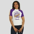 thumbnail image 4 of Women's WEAR by Erin Andrews White Minnesota Vikings Sleeve Stripe Distressed Raglan T-Shirt, 4 of 6